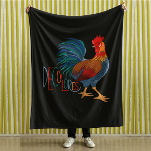 DeColores Cursillo Colourful Rooster Fleece Blanket