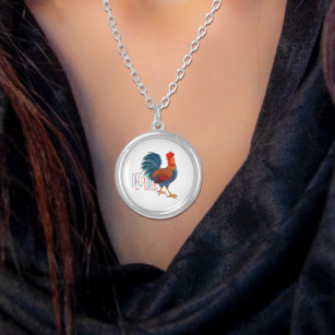 DeColores Cursillo Colourful Rooster Silver Plated Necklace