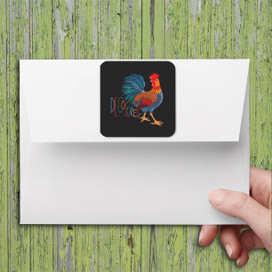 DeColores Cursillo Colourful Rooster Square Sticker