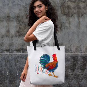DeColores Cursillo Colourful Rooster Tote Bag