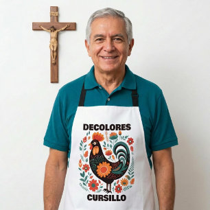 DeColores Cursillo Folk Art Dark Colourful Rooster Apron