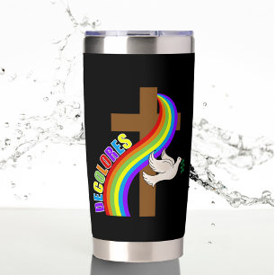DeColores Cursillo Rainbow, Cross & Peace Dove Insulated Tumbler