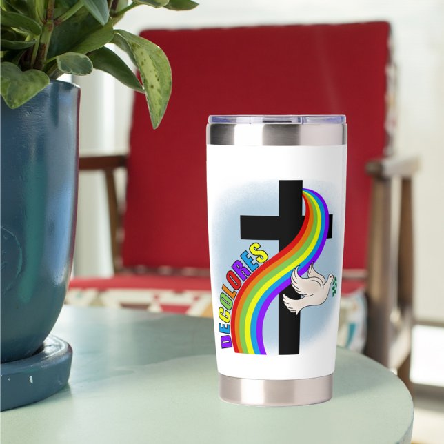 DeColores Cursillo Rainbow, Cross & Peace Dove Insulated Tumbler (Creator Uploaded)
