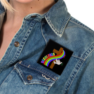 DeColores Cursillo Rainbow With Cross and Peace Do 15 Cm Square Badge