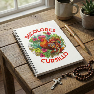 DeColores Cursillo Rooster Monstera Leaves Flowers Notebook