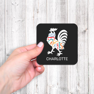 DeColores Cursillo Rooster White Silhouette  Square Sticker
