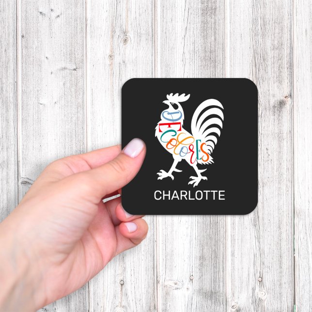 DeColores Cursillo Rooster White Silhouette  Square Sticker (Creator Uploaded)