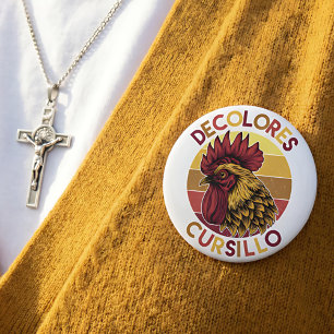 DeColores Cursillo Rooster with Distressed Sunset 10 Cm Round Badge
