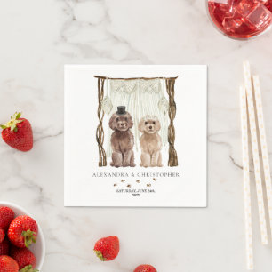 Decor Brown Cavapoo Dog Couple Napkin