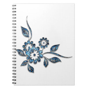 Decor Decoration Jewellery Flower Blue Silver Notebook