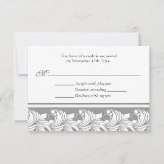 Decor Flourish Grey & Beige Wedding Reply Cards
