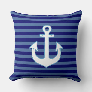 decor nautical anchor & striped navy cushion