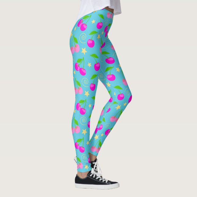 Decora Kei Rainbow Cherry Pattern Leggings (Right)