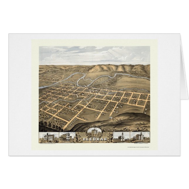 Decorah, Iowa Panoramic Map - 1870 (Front Horizontal)