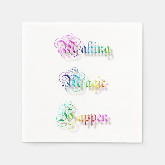 Decorarative rainbow text. napkin (Front)