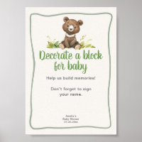 Decorate a Block Cute Bear Baby Shower