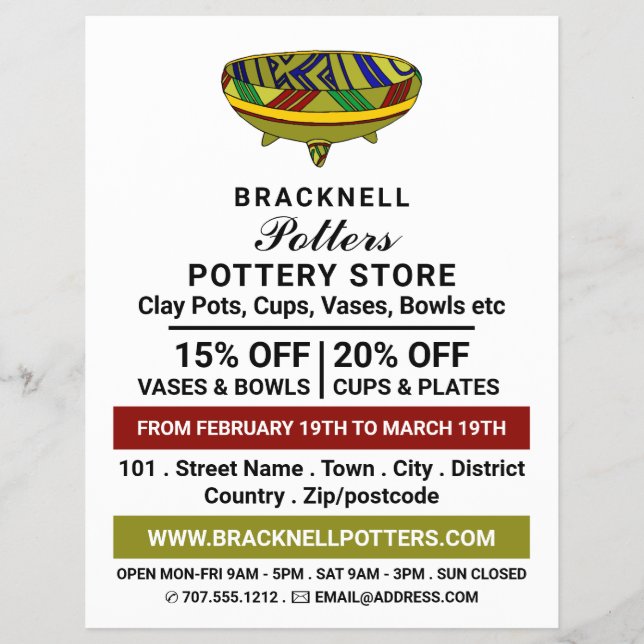Decorate Bowl, Pottery Store, Potters Advert Flyer (Front)