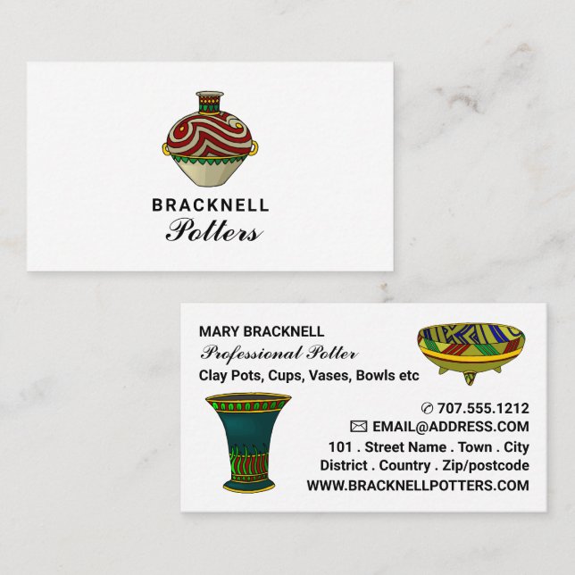 Decorate Jug, Bowl & Vase, Pottery Store, Potters  Business Card (Front/Back)