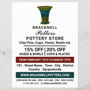 Decorate Vase, Pottery Store, Potters Advert Flyer