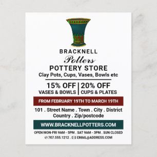 Decorate Vase, Pottery Store, Potters Advert Flyer