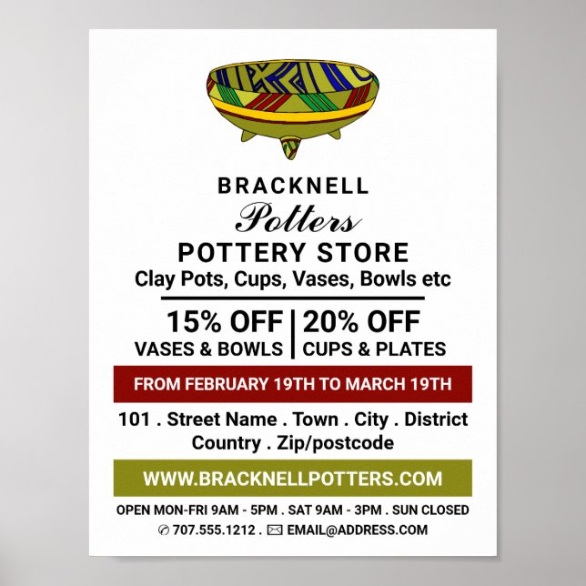 Decorate Vase, Pottery Store, Potters Advert Poster (Front)