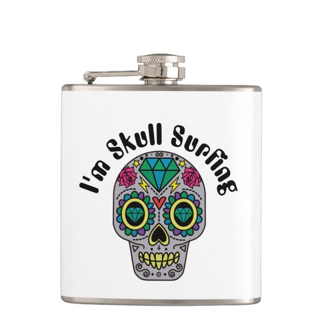 Decorated Abstract Skull Flask (Front)