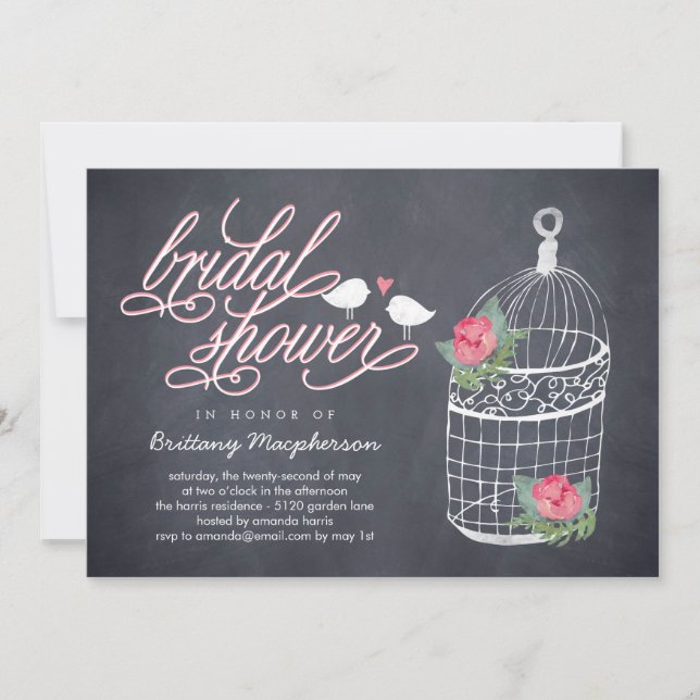 Decorated Bird Cage Bridal Shower Invitation (Front)