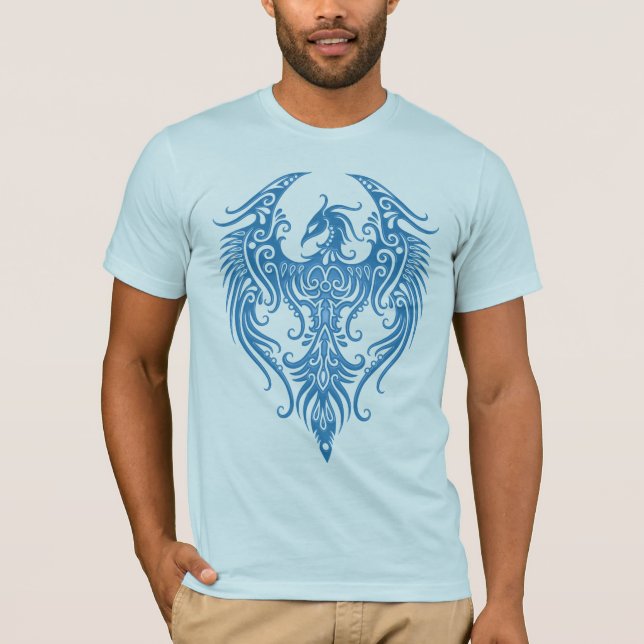 Decorated Blue Tribal Phoenix T-Shirt (Front)