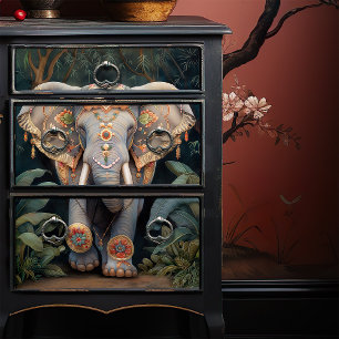 Decorated Boho Elephant Decoupage Tissue Paper