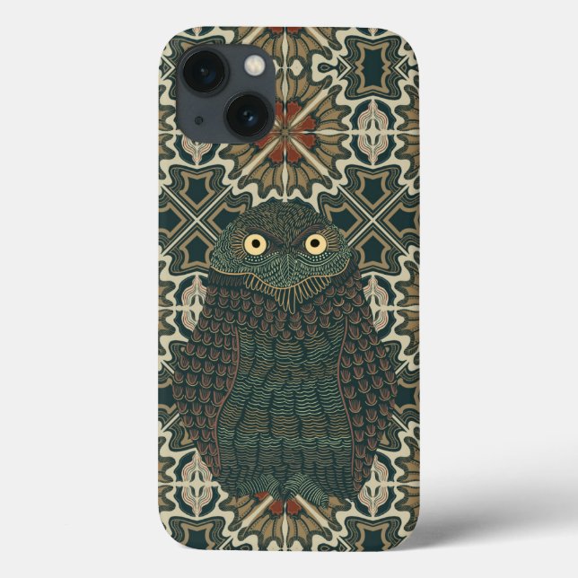 Decorated Burrowing Owl Golden Brown Earth Tones Case-Mate iPhone Case (Back)