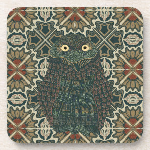 Decorated Burrowing Owl Golden Brown Earth Tones Coaster