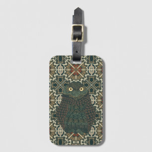 Decorated Burrowing Owl Golden Brown Earth Tones Luggage Tag