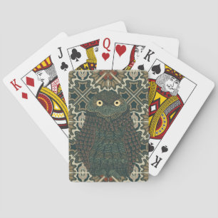 Decorated Burrowing Owl Golden Brown Earth Tones Playing Cards