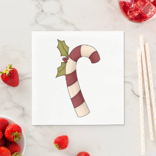 Decorated Candy Cane Christmas Sweet Napkin
