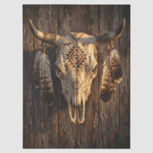 Decorated Cattle Skull Decoupage Tissue Paper