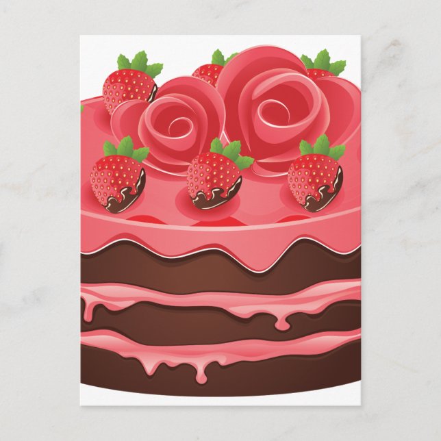 Decorated Chocolate Cake Postcard (Front)