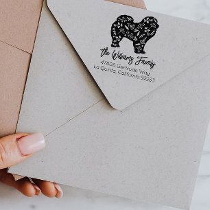 Decorated Chow Chow Family Return Address  Rubber Stamp