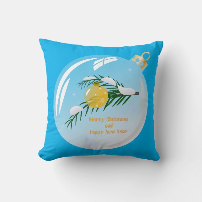 Decorated Christmas branch in bauble  Cushion (Front)