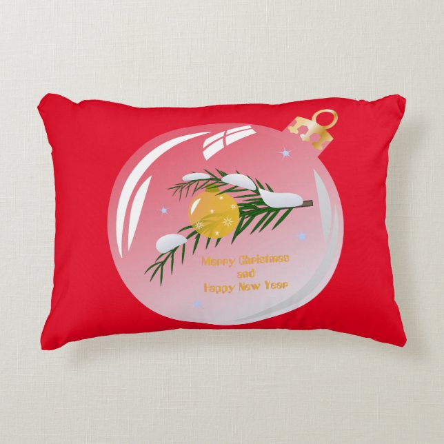 Decorated Christmas branch in bauble  Decorative Cushion (Front)