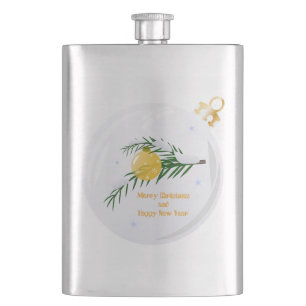 Decorated Christmas branch in bauble Hip Flask