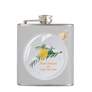 Decorated Christmas branch in bauble  Hip Flask