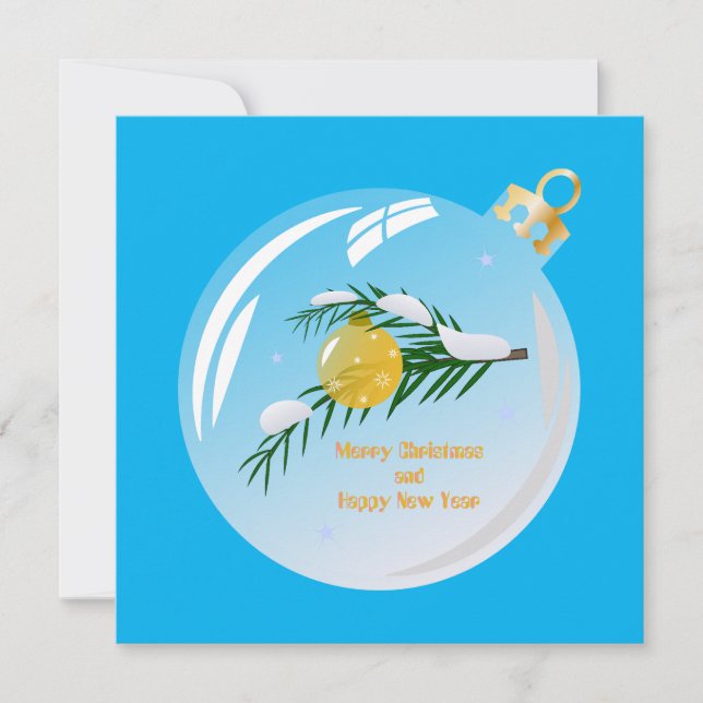 Decorated Christmas branch in bauble   Invitation (Front)