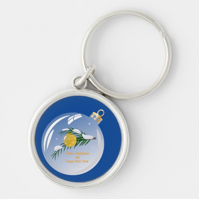 Decorated Christmas branch in bauble  Key Ring (Front)