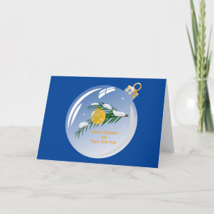Decorated Christmas branch in bauble Thank You Card
