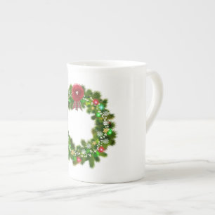Decorated Christmas Festive Wreath Bone China Mug