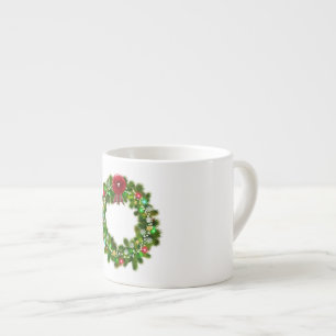 Decorated Christmas Festive Wreath Espresso Cup
