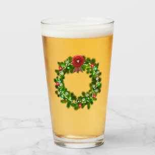 Decorated Christmas Festive Wreath Glass