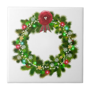 Decorated Christmas Festive Wreath Tile