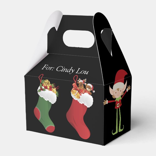 Decorated Christmas Gift Box, Holiday wrapping Favour Box (Front Side)