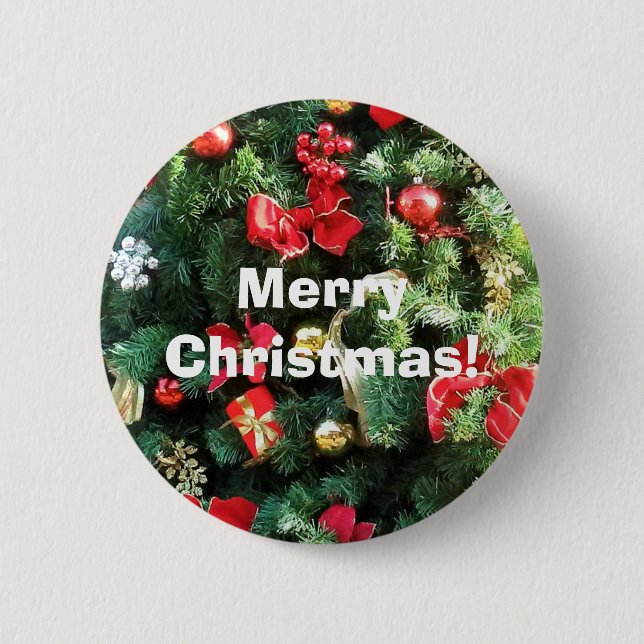 Decorated Christmas Tree 6 Cm Round Badge (Front)
